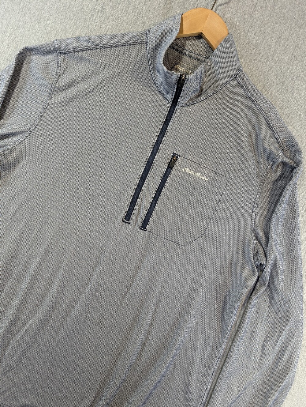 Eddie Bauer Travex 1/4 Zip Pullover Men's TL Grey Long Sleeve